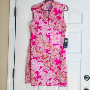 NWT IBKUL Sleeveless Mock Neck Zip Dress s…